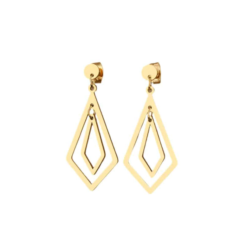 Stainless Steel Geometric Pendant Dangle Earrings Gold