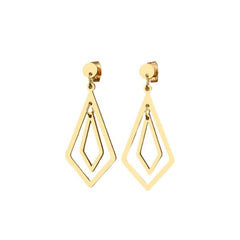 Stainless Steel Geometric Pendant Dangle Earrings Gold