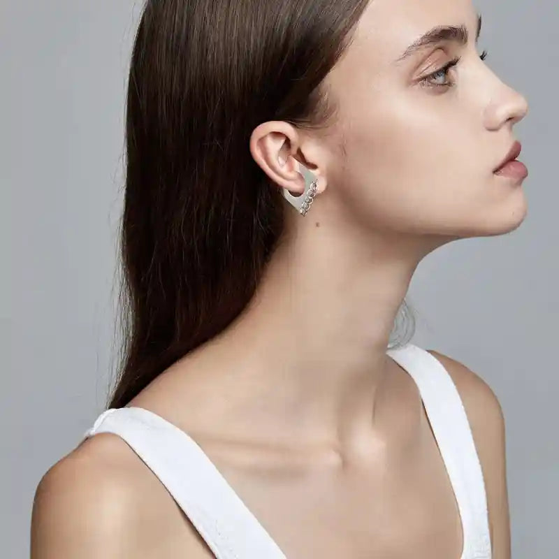 Stainless Steel Geometric Square Cuff Earrings Gold Color