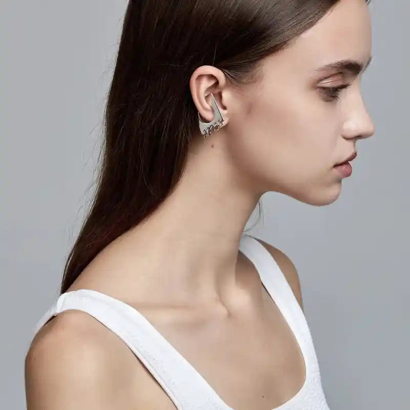 Stainless Steel Geometric Square Cuff Earrings Gold Color