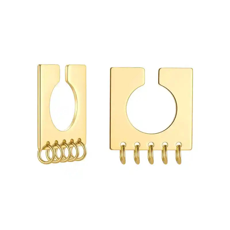 Stainless Steel Geometric Square Cuff Earrings Gold Color