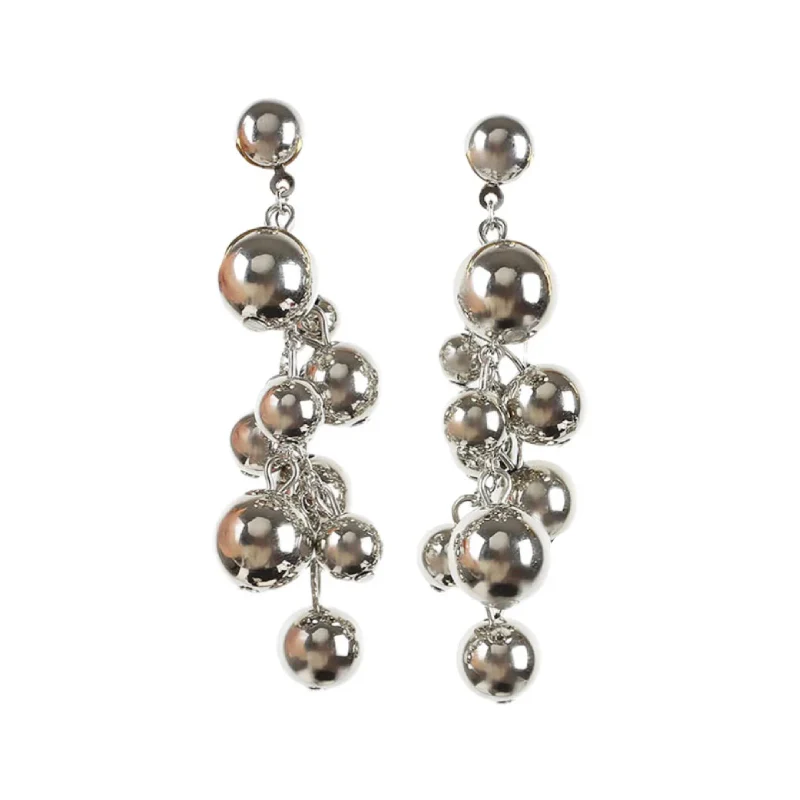 Stainless Steel Grapes Balls Long Earrings