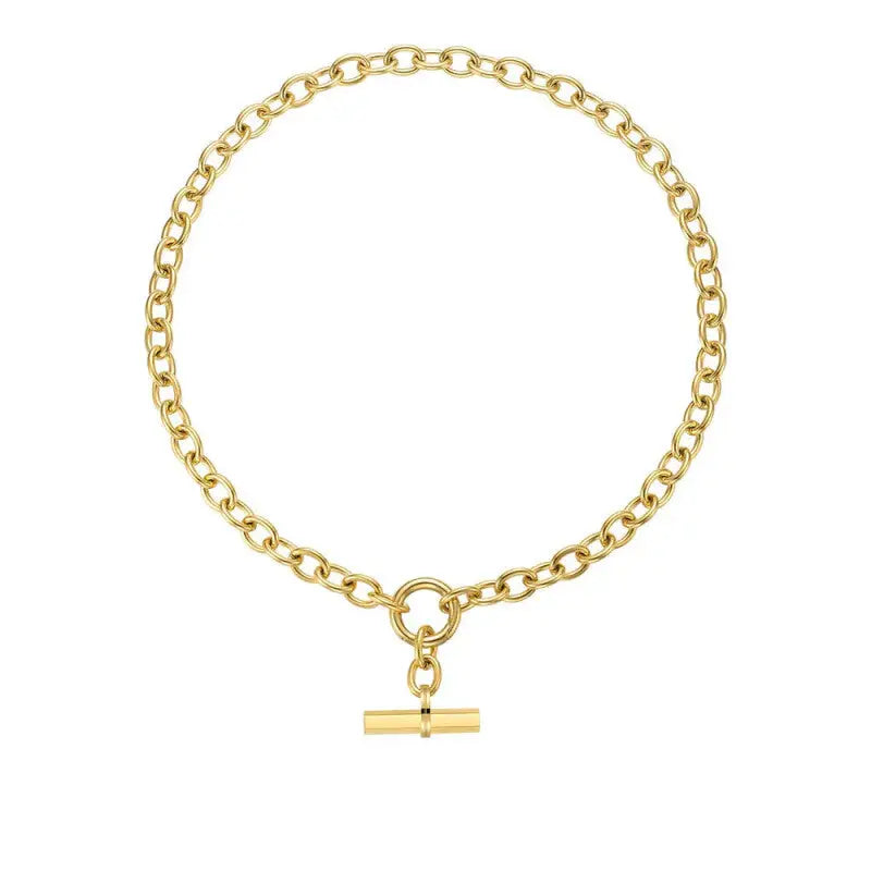 Stainless Steel Hanging Bar Pendant Necklace Gold