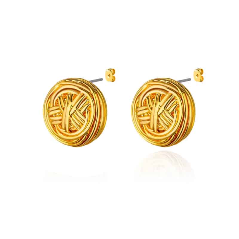 Stainless Steel Irregular Face Shaped Stud Earrings Gold