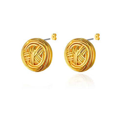 Stainless Steel Irregular Face Shaped Stud Earrings Gold