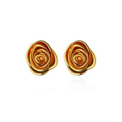 Stainless Steel Irregular Face Shaped Stud Earrings Gold