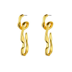 Stainless Steel Irregular Face Shaped Stud Earrings Gold