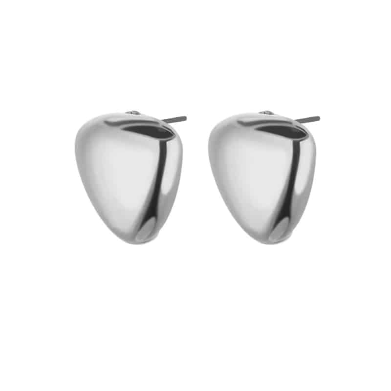 Stainless Steel Irregular Face Shaped Stud Earrings Silver
