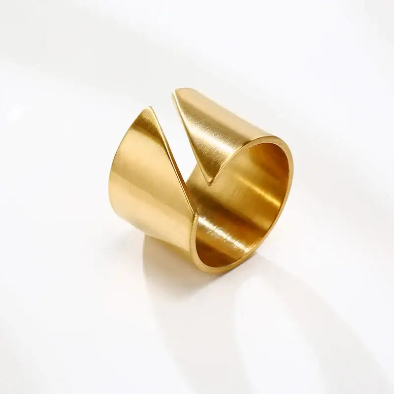 Stainless Steel Modern Wrap Wide Rings - Open Line Ring