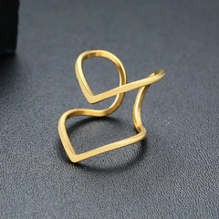 Stainless Steel Modern Wrap Wide Rings - Open Ring