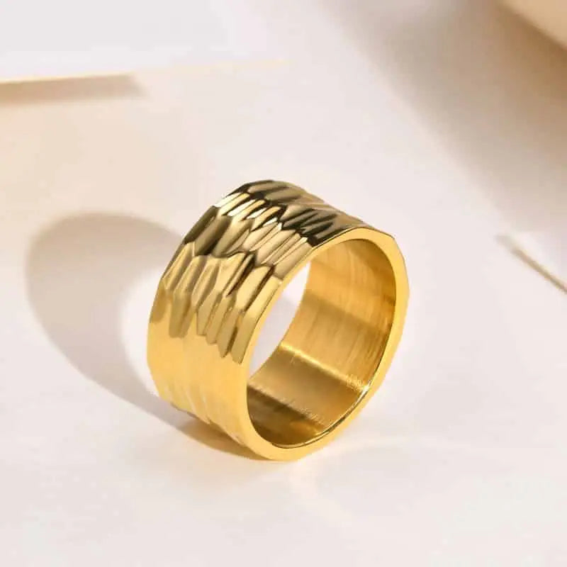 Stainless Steel Modern Wrap Wide Rings - Solid Ring