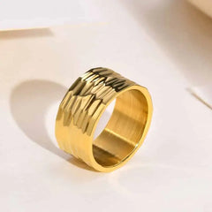 Stainless Steel Modern Wrap Wide Rings - Solid Ring