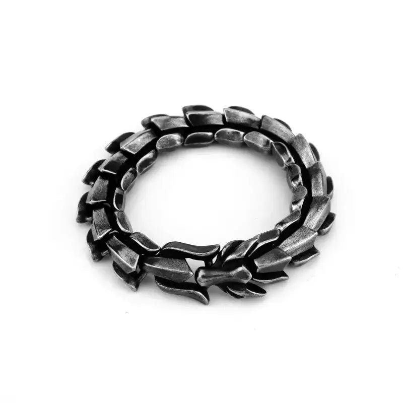 Stainless Steel Nordic Vikings Ouroboros Bracelet Black