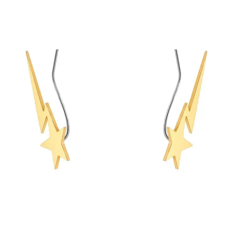 Star Ear Clip On Stainless Steel Earrings - Gold