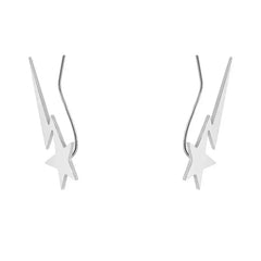Star Ear Clip On Stainless Steel Earrings - Silver
