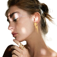 Star Lightning Stainless Steel Drop Earrings