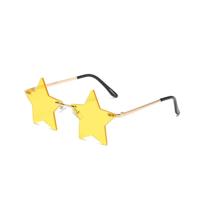 Star Shape Rimless Sunglasses - Gold Yellow / One Size