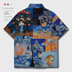 Starry Night Mosaic Paintings Short Sleeve Shirt