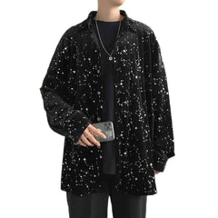 Starry Sky Long Sleeve Black Shirts