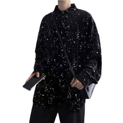 Starry Sky Long Sleeve Black Shirts