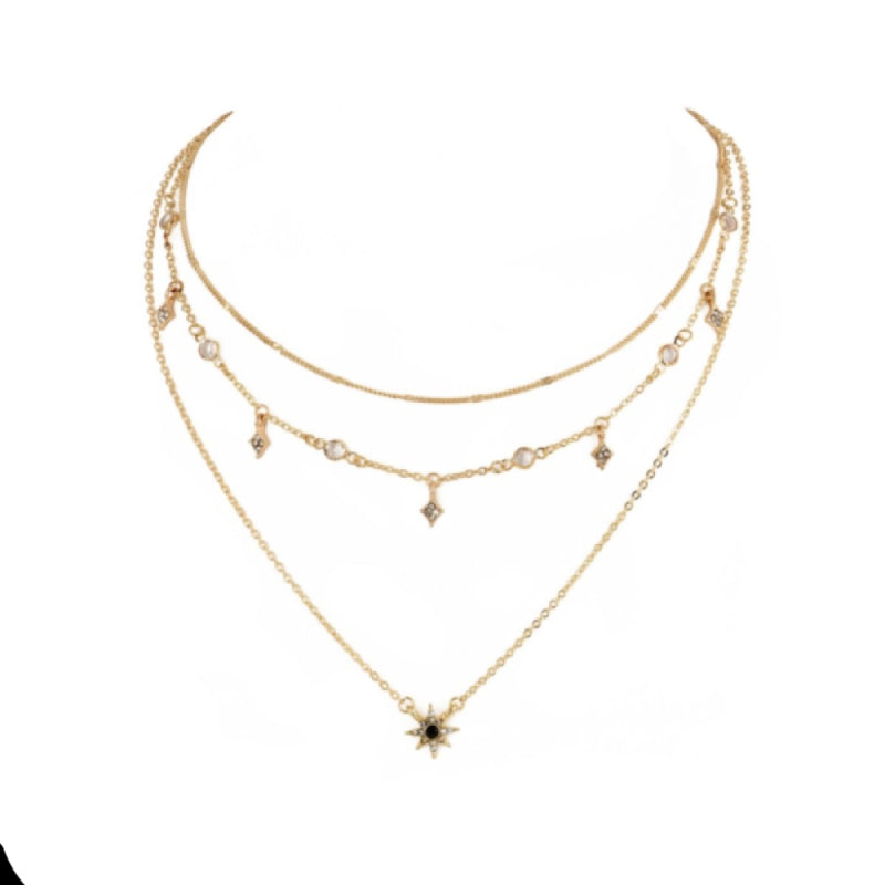 Stars and Moon Metal Necklace - Antique Bronze Plated