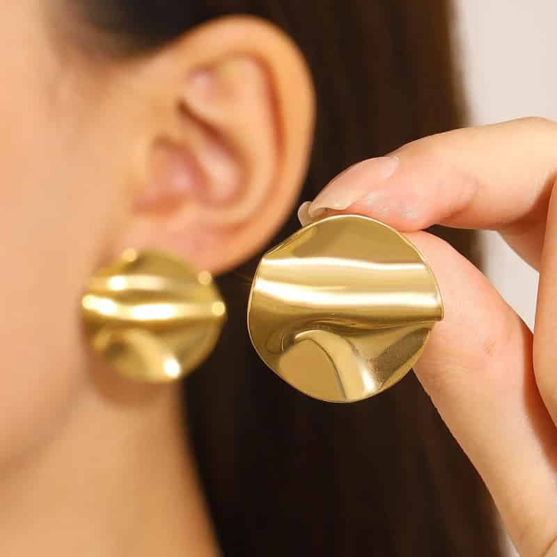 Statement Geometric Round Irregular Stainless Steel Stud