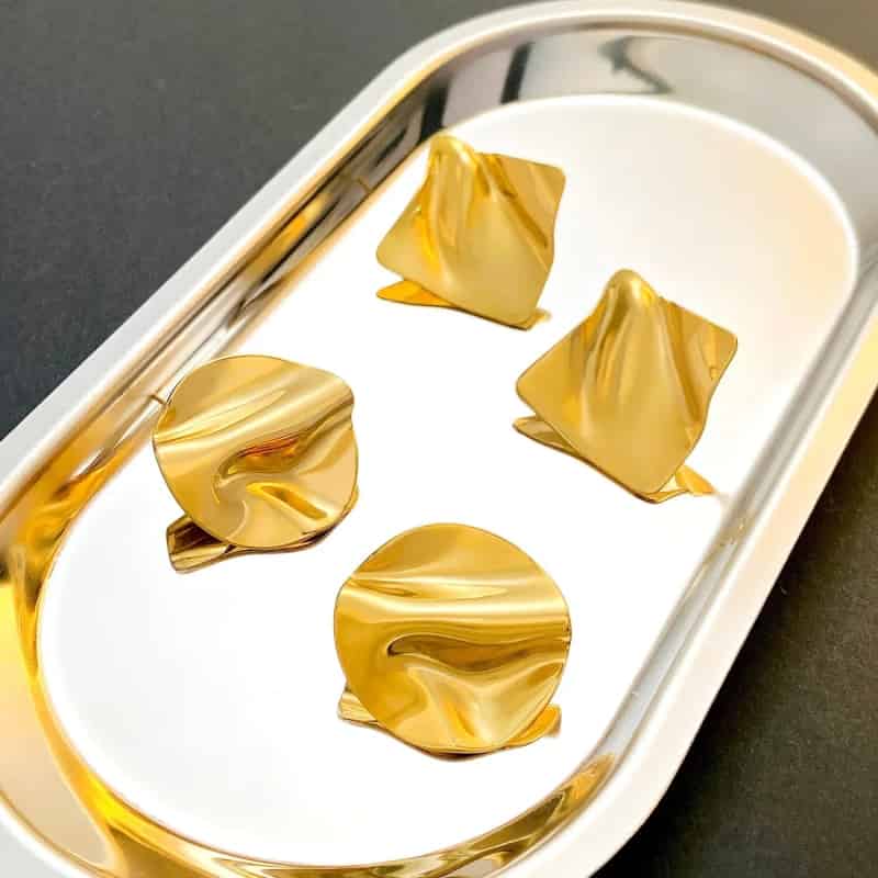 Statement Geometric Round Irregular Stainless Steel Stud