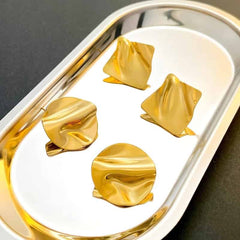 Statement Geometric Round Irregular Stainless Steel Stud