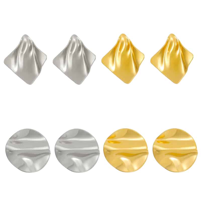 Statement Geometric Round Irregular Stainless Steel Stud