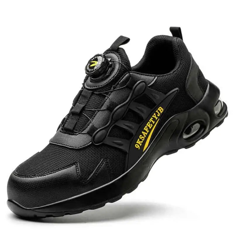 Steel Toe Rotating Button Work Shoes Euro Size Black Yellow
