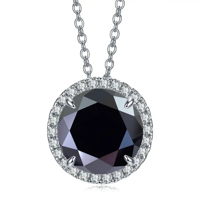 Sterling Silver Necklace with Classic Gemstones Black