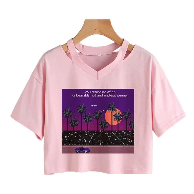 Stop Time and Continue Walking Crop-Top - Pink Violet / S