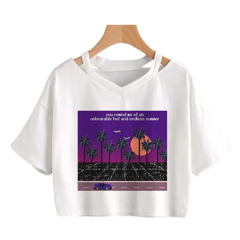 Stop Time and Continue Walking Crop-Top - White Violet / S