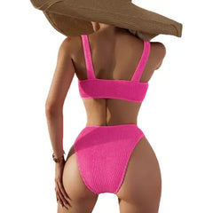 Strap V Top High Waist Bikini