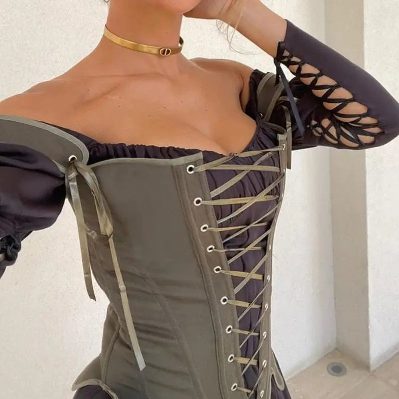 Strappy Cross Lace-Up Corset