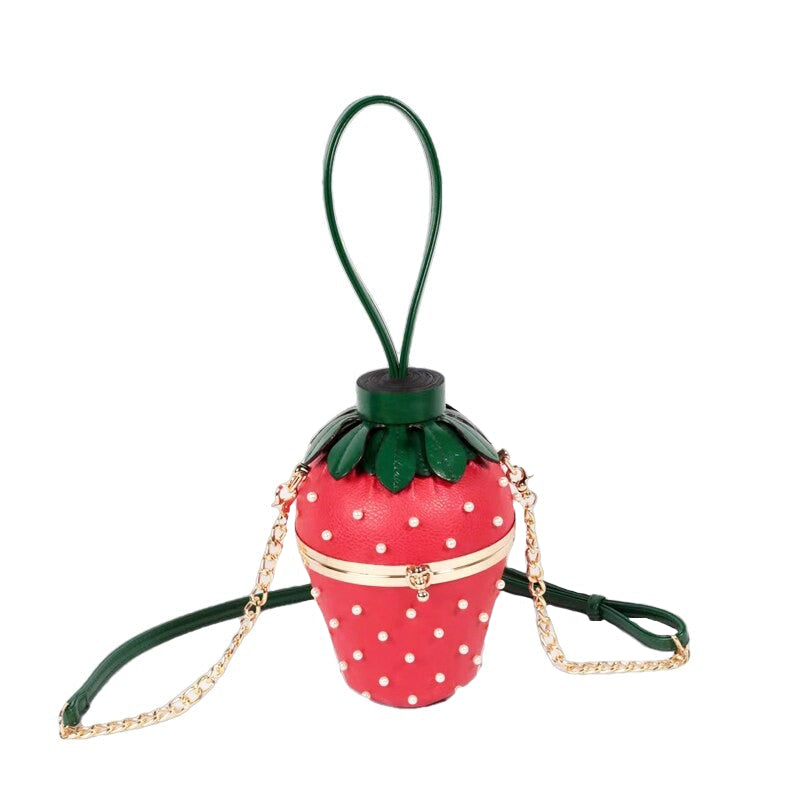Strawberry Crossbody Chain Shoulder Handbag - Red