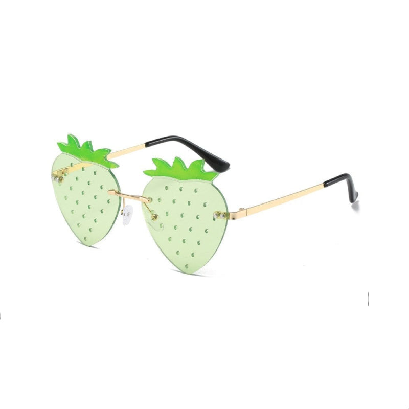 Strawberry Shape Sunglass - Green / One Size - Glasses
