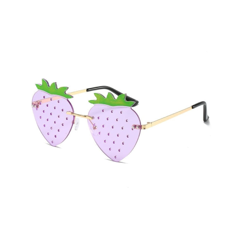 Strawberry Shape Sunglass - Purple / One Size - Glasses