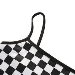Stretch Chess Pattern Crop Top for Women
