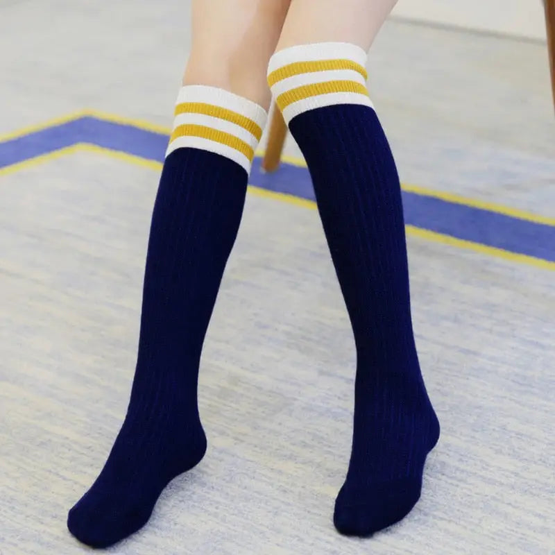 Stripe Up Knee High Socks - Blue / One Size