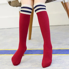 Stripe Up Knee High Socks - Red / One Size