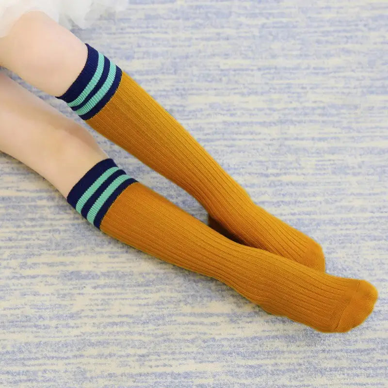 Stripe Up Knee High Socks - Yellow / One Size