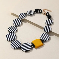 Striped Acrylic Round Rectangle Necklaces