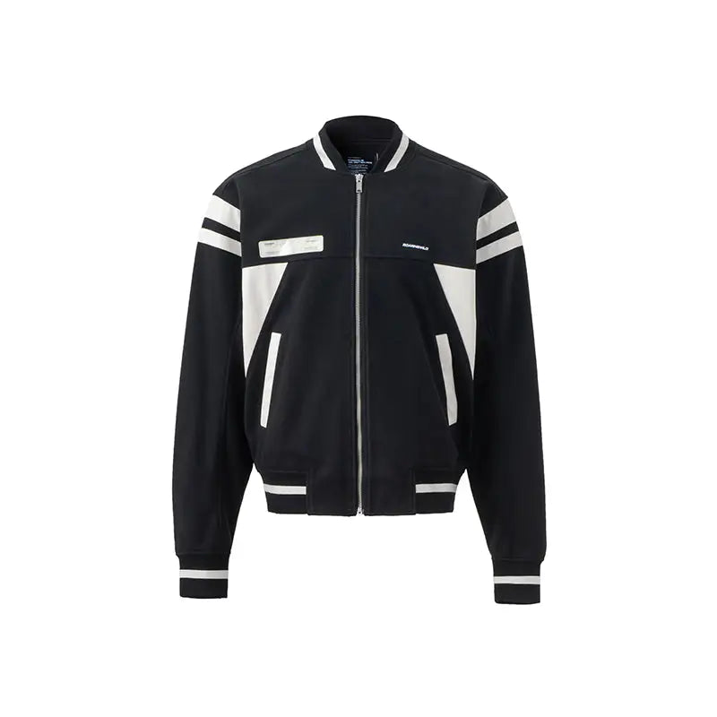 Striped Baseball Jacket with Casual Loose Pockets