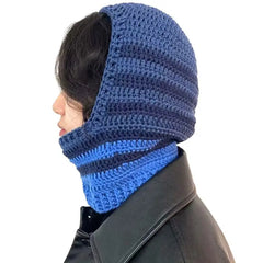 Striped Color Beanie Hat Knitted Balaclava