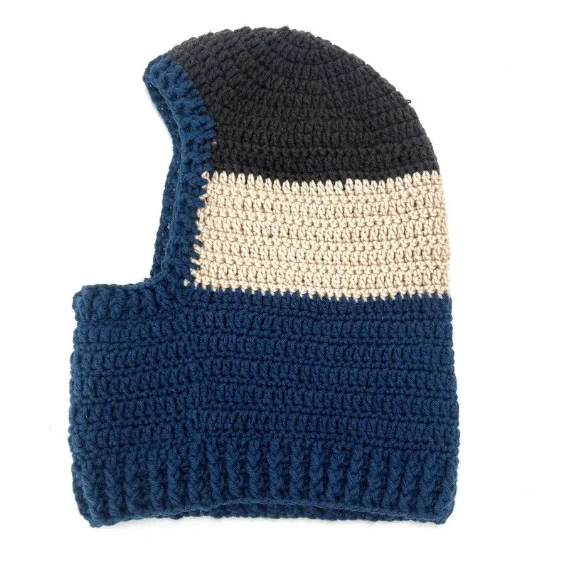 Striped Color Beanie Hat Knitted Balaclava