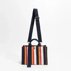 Striped Double Strap Square Satchel Handbag