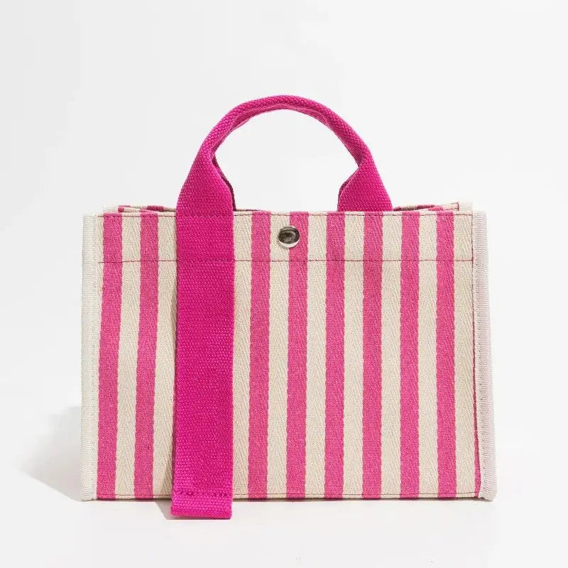 Striped Double Strap Square Satchel Handbag