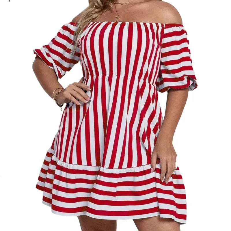 Striped Dress With 3/4 Sleeves