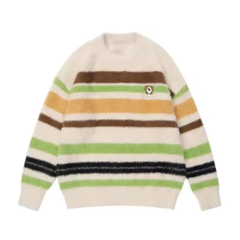 Striped Embroidery Harajuku Jumper Sweater